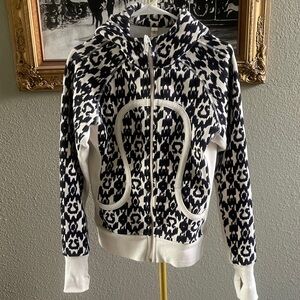 lululemon athletica Black and Purple Abstract Print Sleeve scuba Hoodie